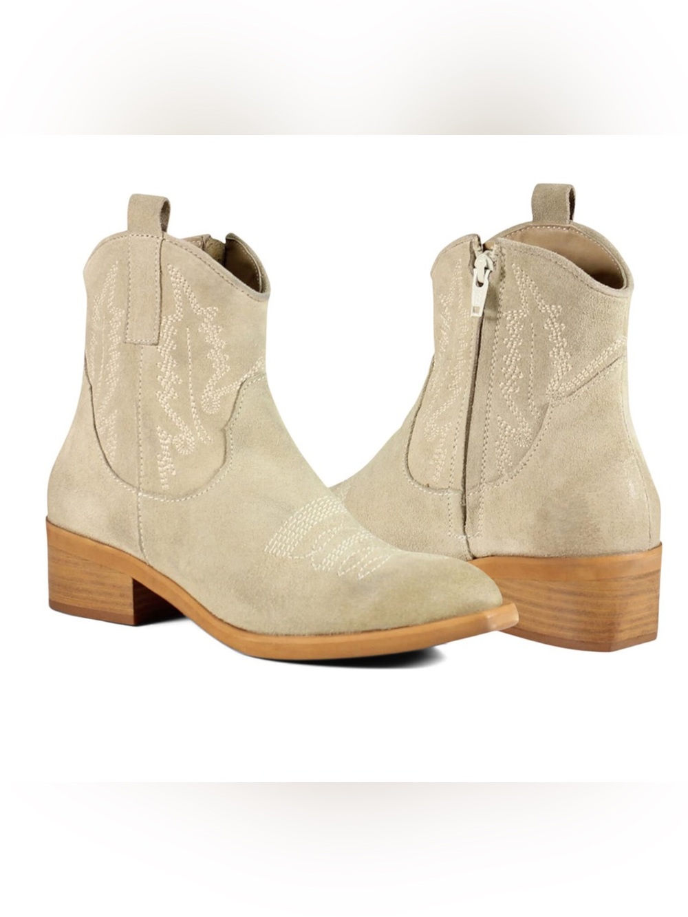 Diba True Get Crackin Women's Suede Western Ankle Boots in Beige Size 8